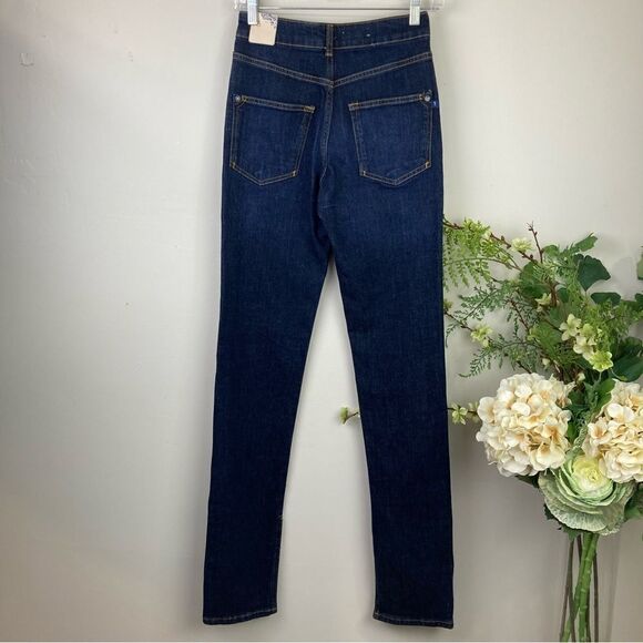 ANTHROPOLOGIE denim | Pilcro The Split Straight Jeans | size 25 | Dark Wash |NWT - Picture 6 of 11